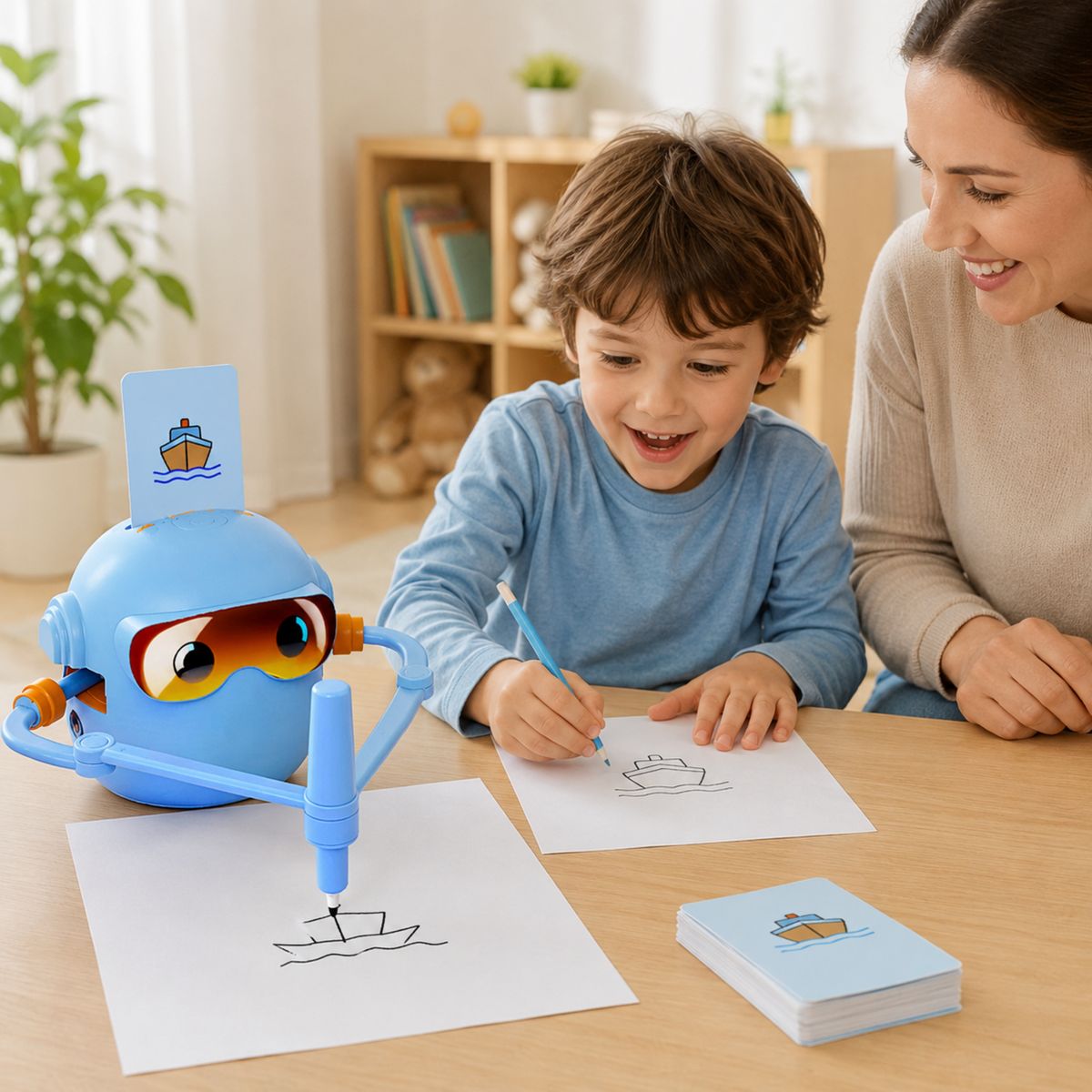 Interactive Drawing Robot – 100 Cards in use