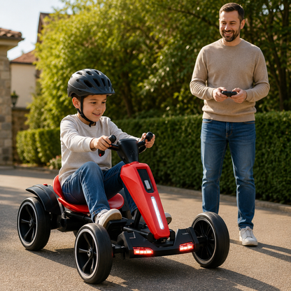 Kids Electric Ride-On Car with Remote Control in use