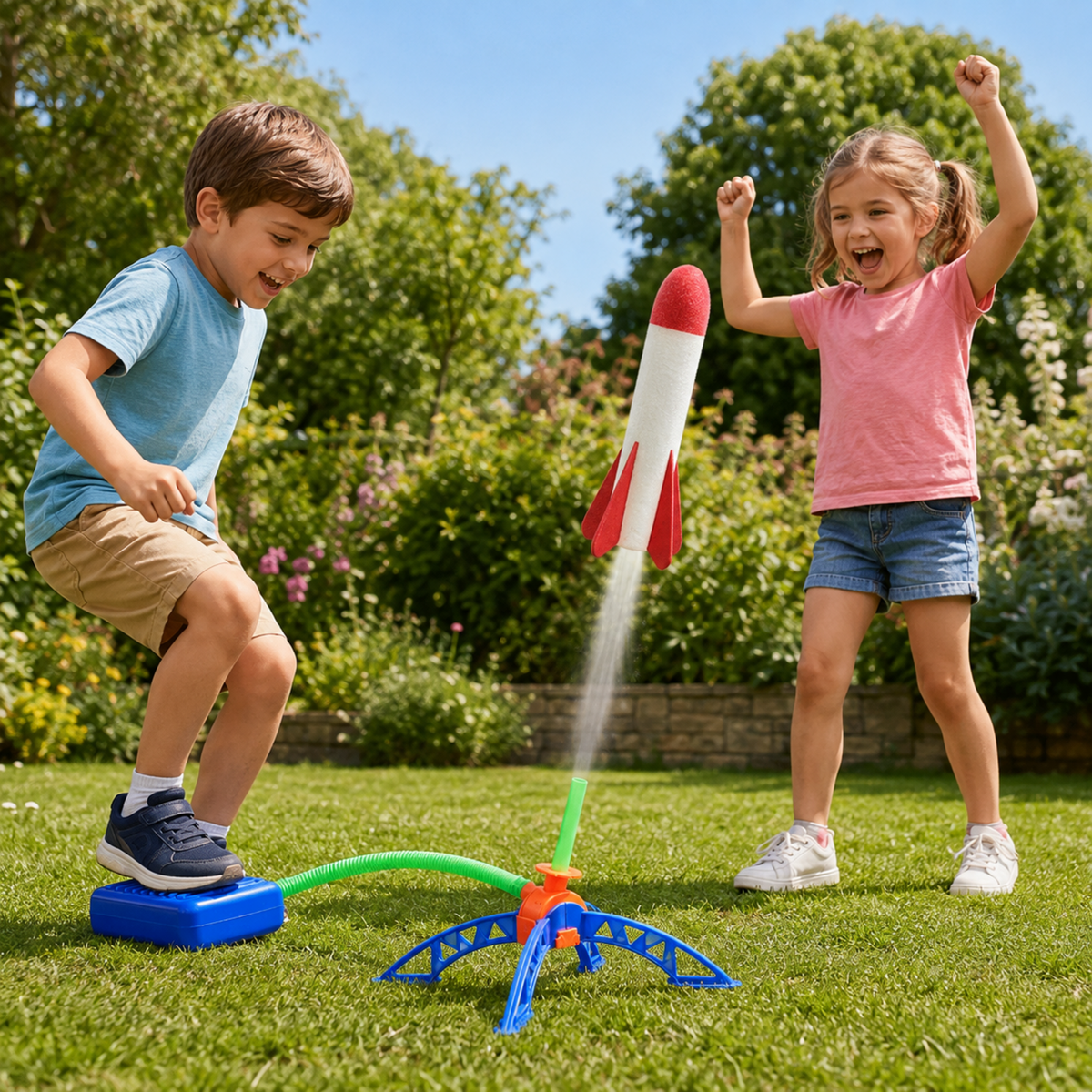 Kids Stomp Rocket Launcher in use
