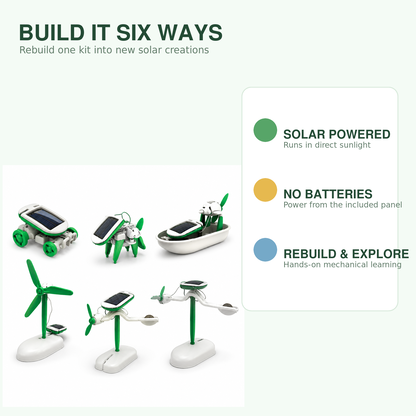 6-in-1 Solar Robot Building Kit – kit features