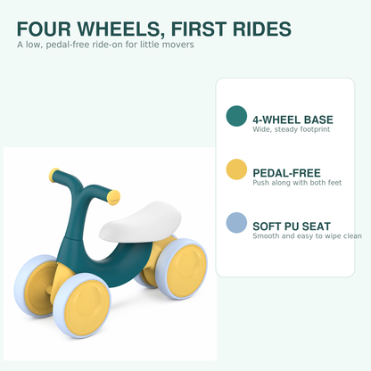 Baby Balance Bike – 4-Wheel Ride-On – bike features