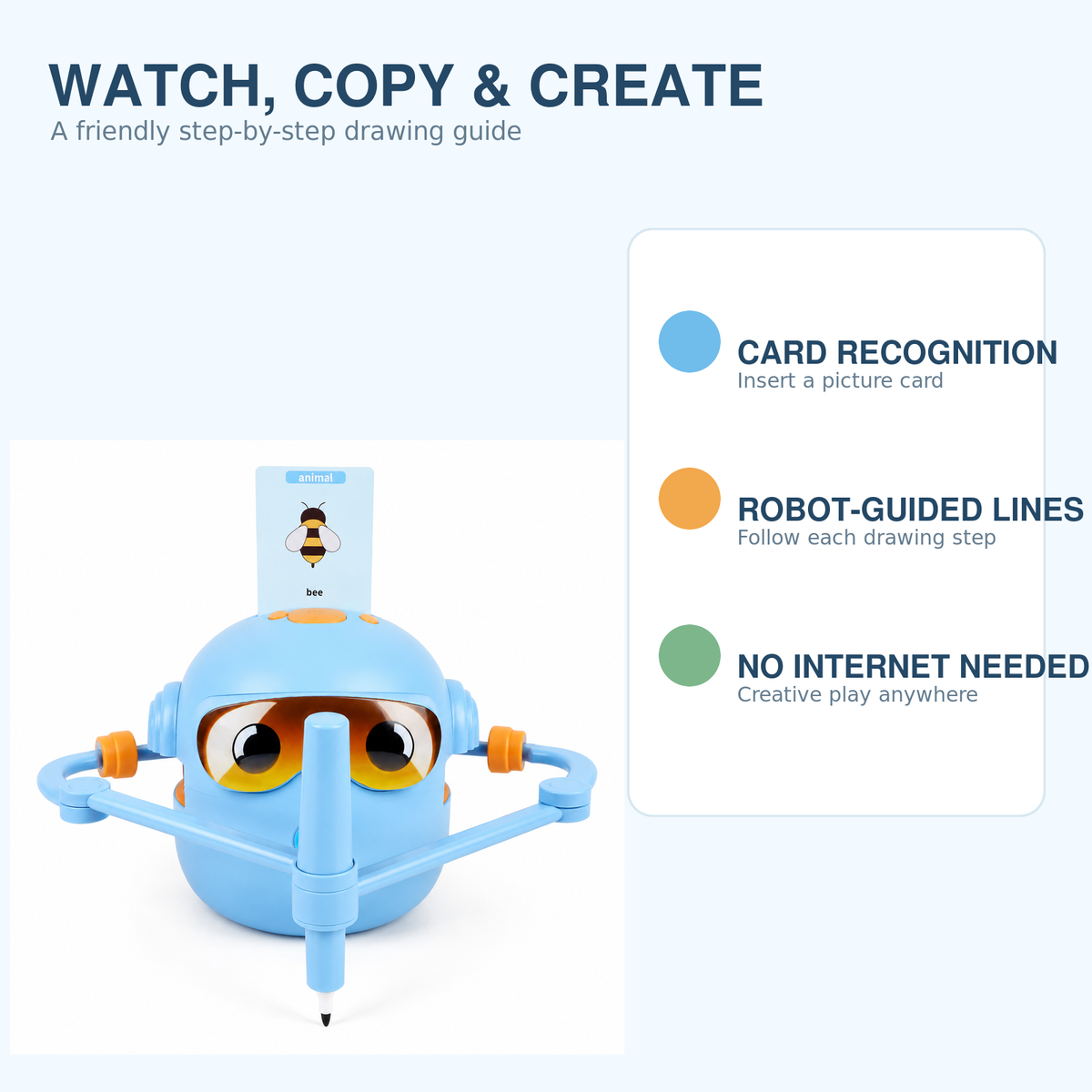 Interactive Drawing Robot – 100 Cards – drawing features