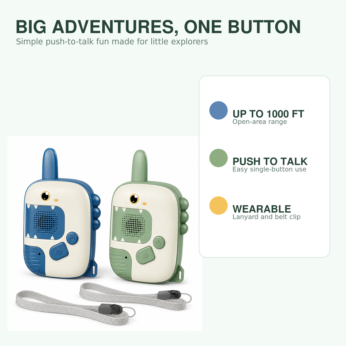 Kids Dinosaur Walkie-Talkies – 2-Pack – talkies features