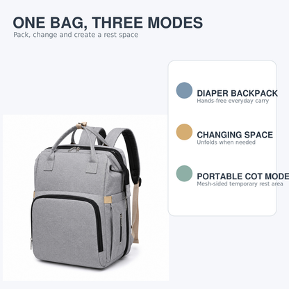 3-in-1 Diaper Backpack with Travel Cot – backpack features