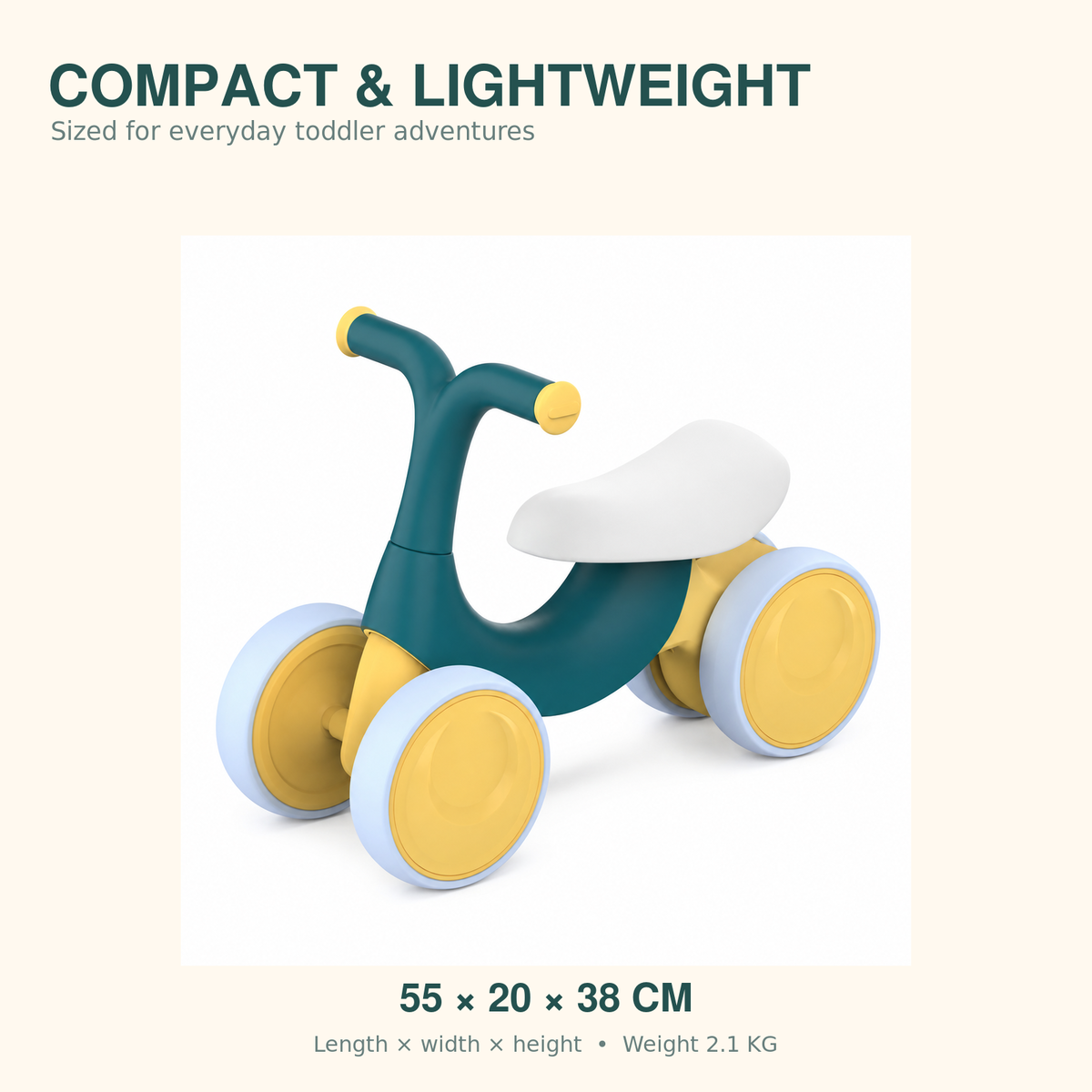 Baby Balance Bike – 4-Wheel Ride-On – bike dimensions