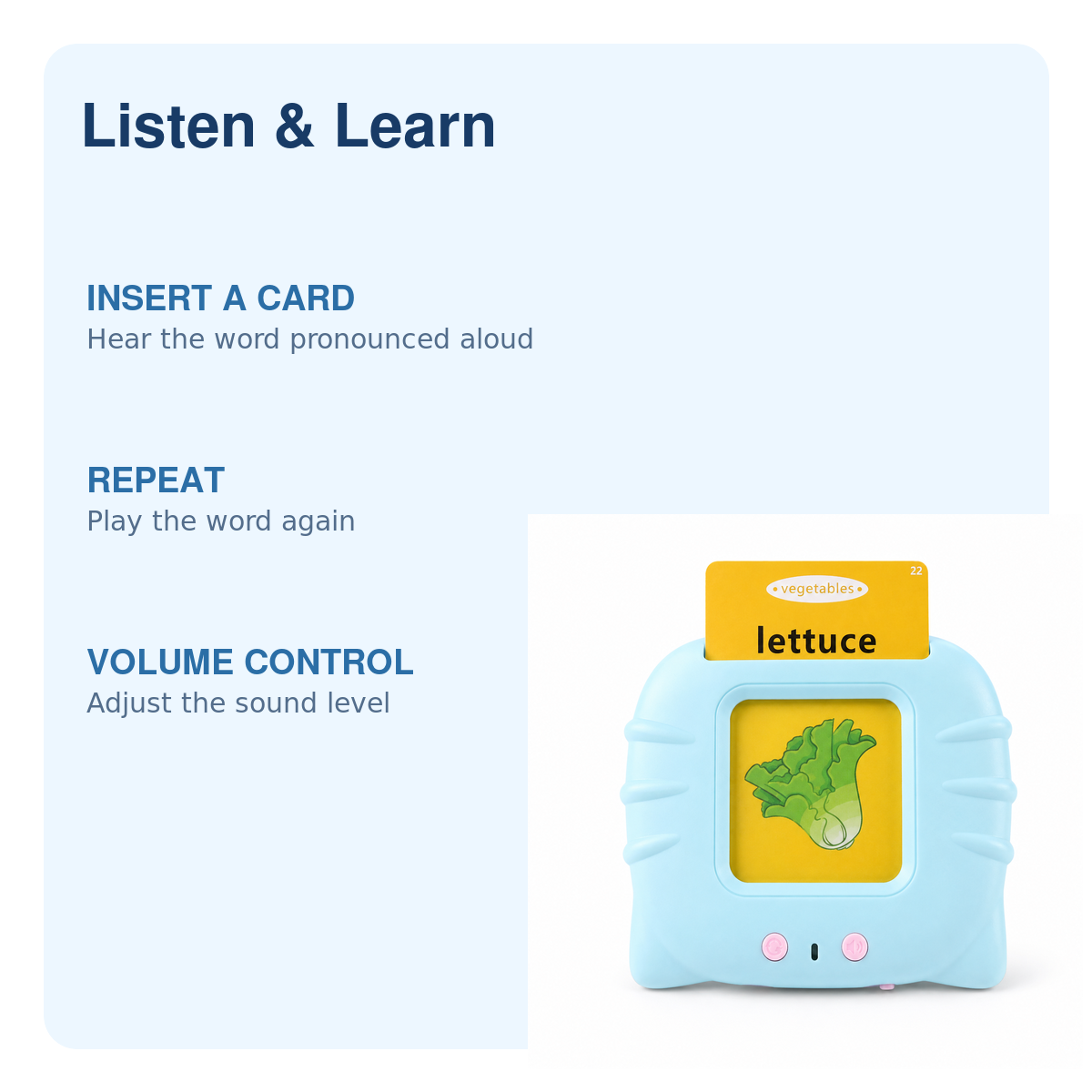 Talking Flash Cards Learning Toy – cards features