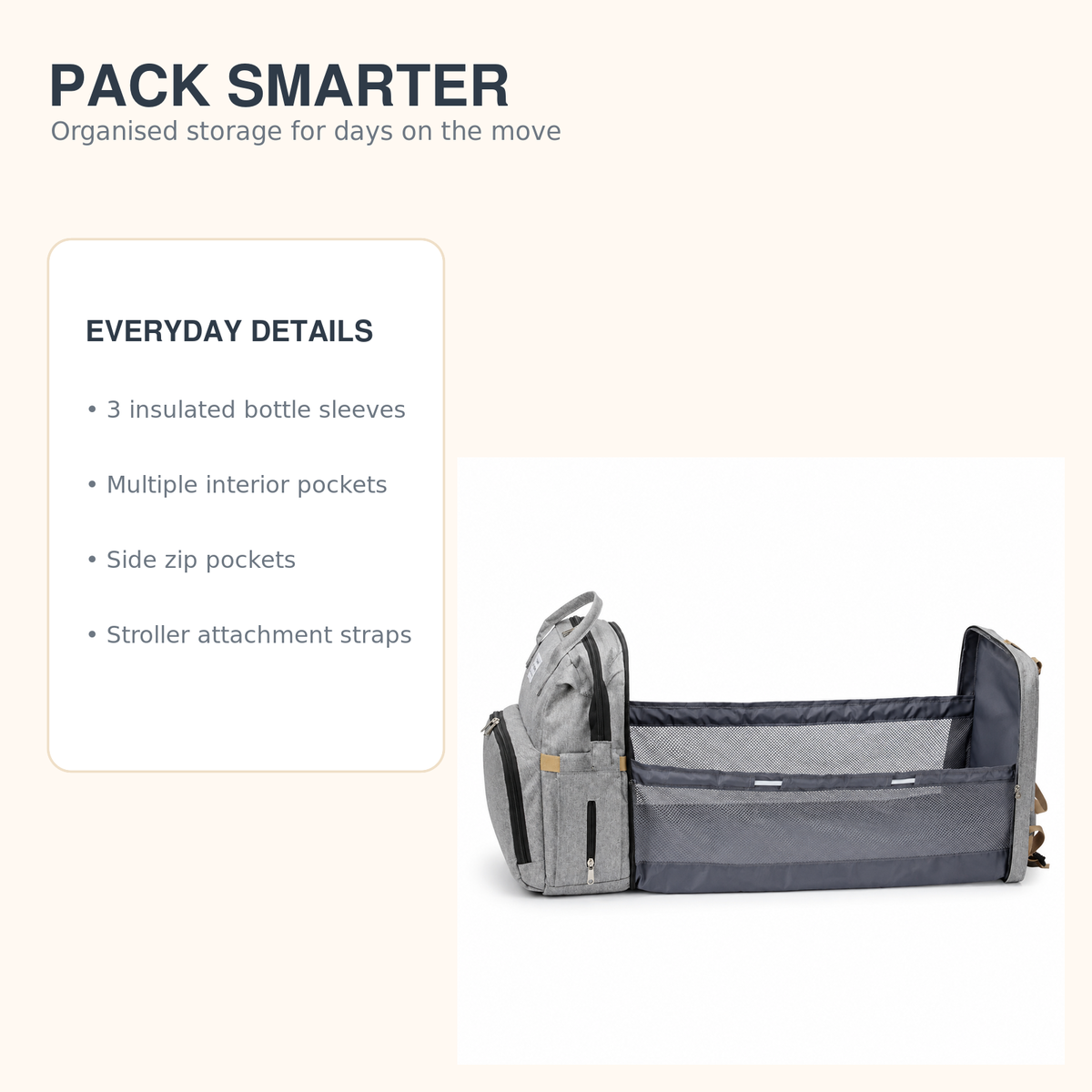3-in-1 Diaper Backpack with Travel Cot – backpack storage