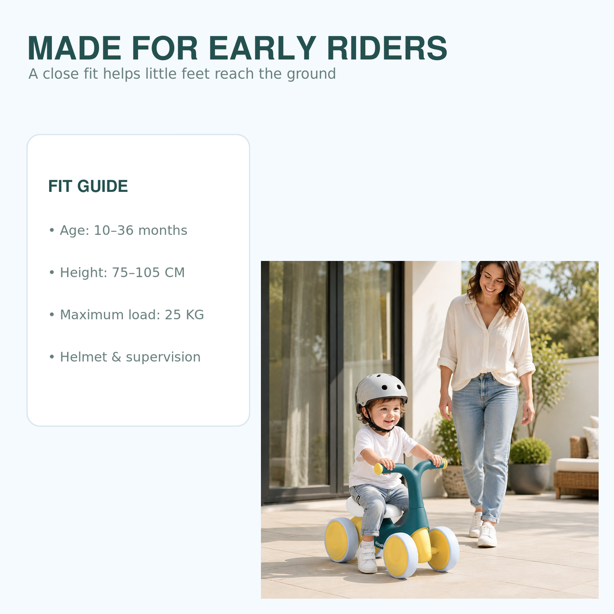 Baby Balance Bike – 4-Wheel Ride-On – fit guide