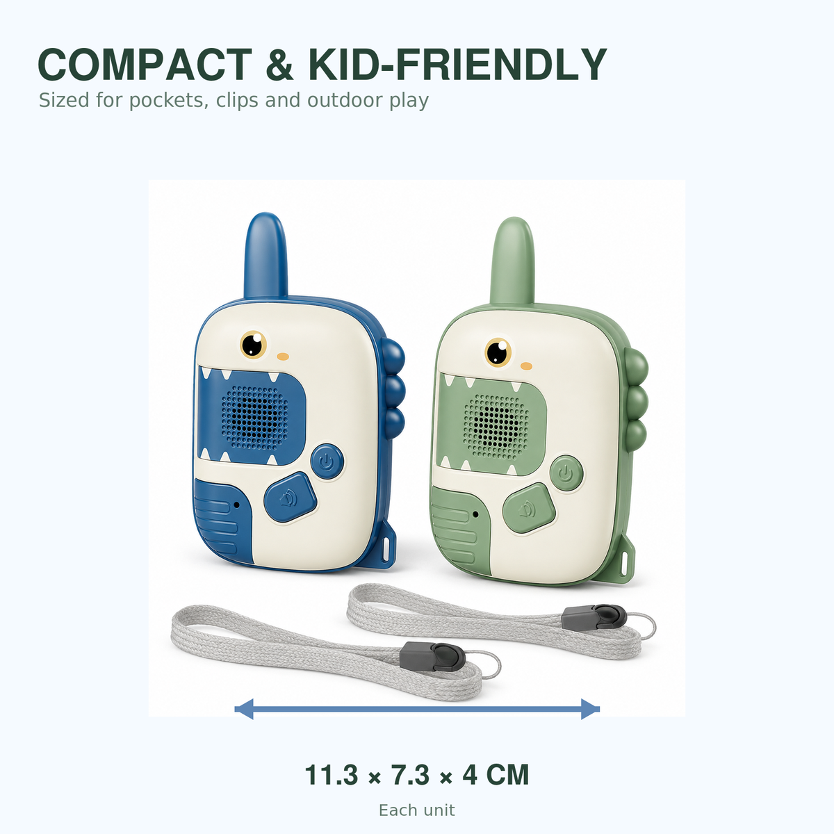Kids Dinosaur Walkie-Talkies – 2-Pack – talkies dimensions