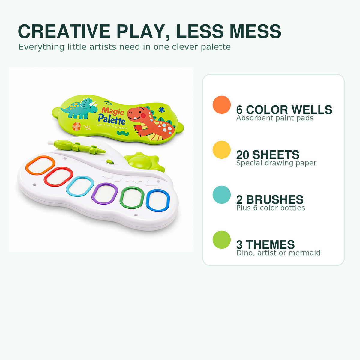 Mess-Free Kids Drawing Palette – palette features