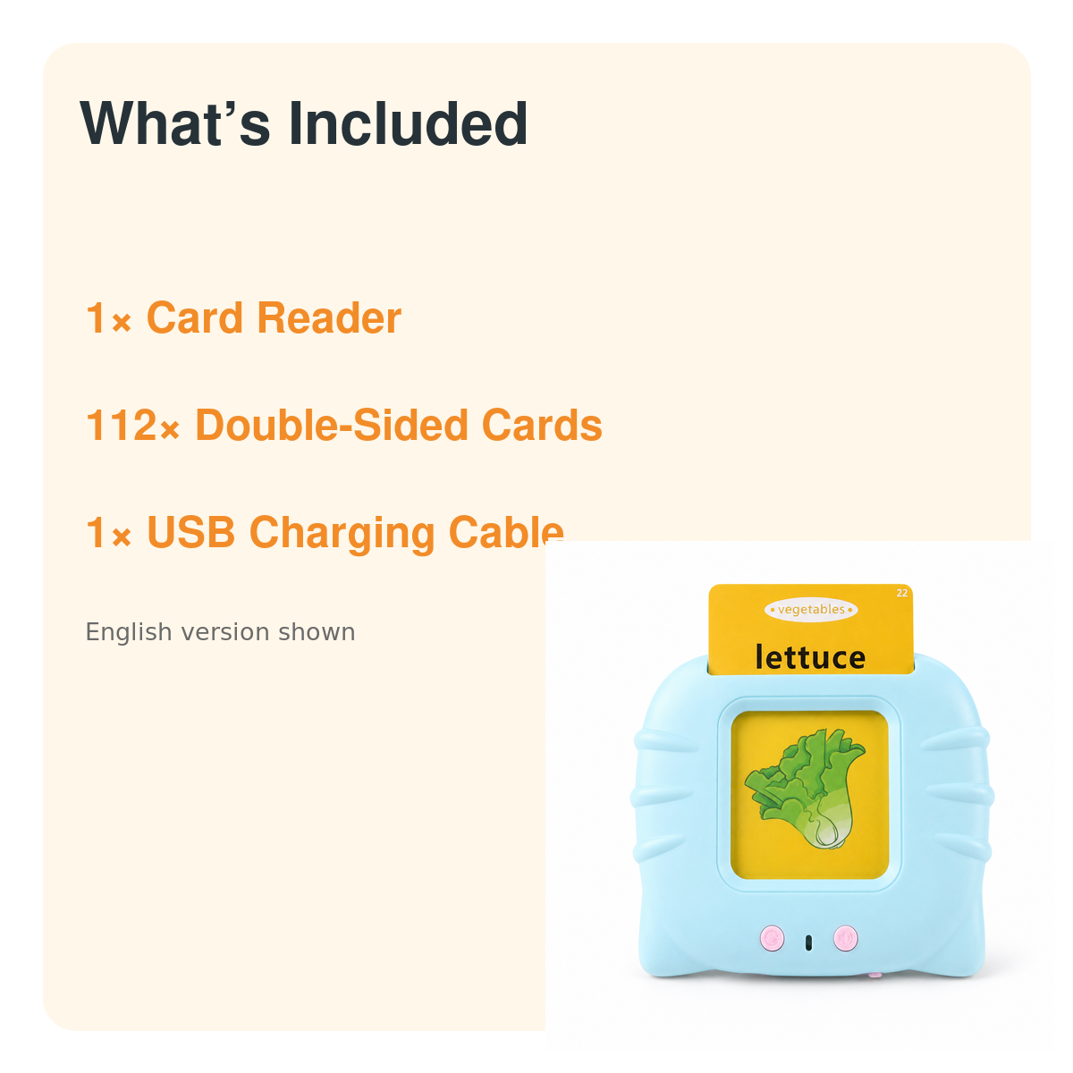 Talking Flash Cards Learning Toy – cards contents
